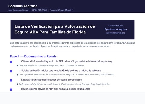 Lista de Verificación para Autorización de Seguro ABA preview